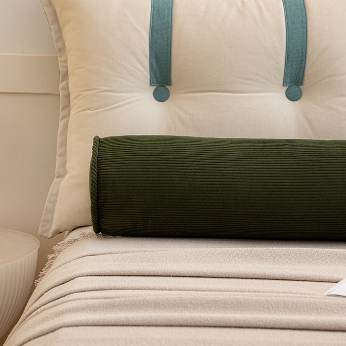 91家纺网 家纺一手货源 找家纺 沐沐家纺2026新款灯芯绒长条睡抱枕 墨绿色