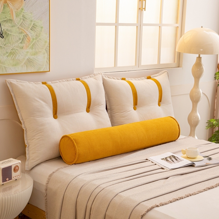 91家纺网 家纺一手货源 找家纺 沐沐家纺2026新款灯芯绒长条睡抱枕 黄色