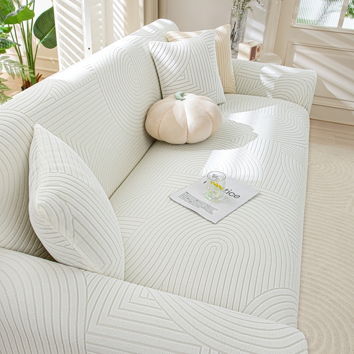 91家纺网 家纺一手货源 找家纺 沐沐家纺202新款瑞士卷沙发套 白色