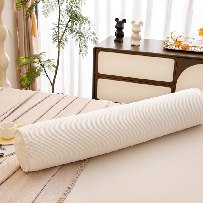 91家纺网 家纺一手货源 找家纺 沐沐家纺2026新款灯芯绒长条睡抱枕 白色