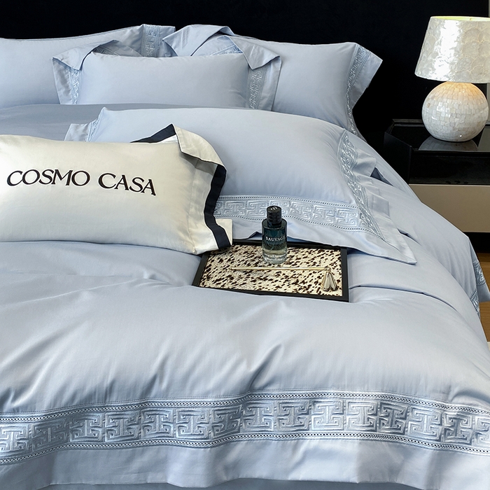 91家纺网 家纺一手货源 找家纺 星蕴家纺 2025新款100支双股长绒棉全棉纯棉刺绣四件套-柏林系列【最低控价券后288元！会员标准220，加大240，床笠+10元】 云山蓝