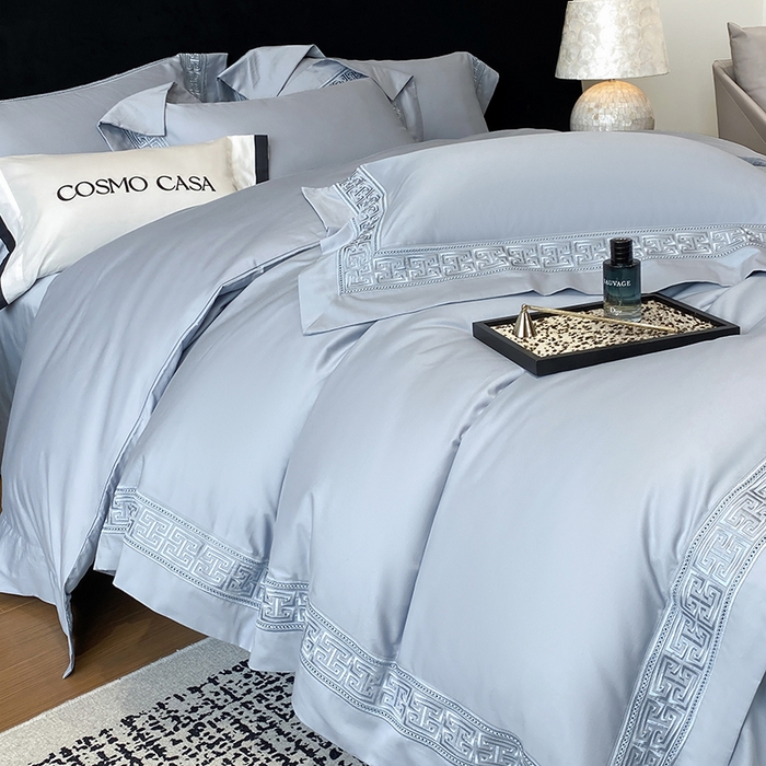 91家纺网 家纺一手货源 找家纺 星蕴家纺 2025新款100支双股长绒棉全棉纯棉刺绣四件套-柏林系列【最低控价券后288元！会员标准220，加大240，床笠+10元】 云山蓝