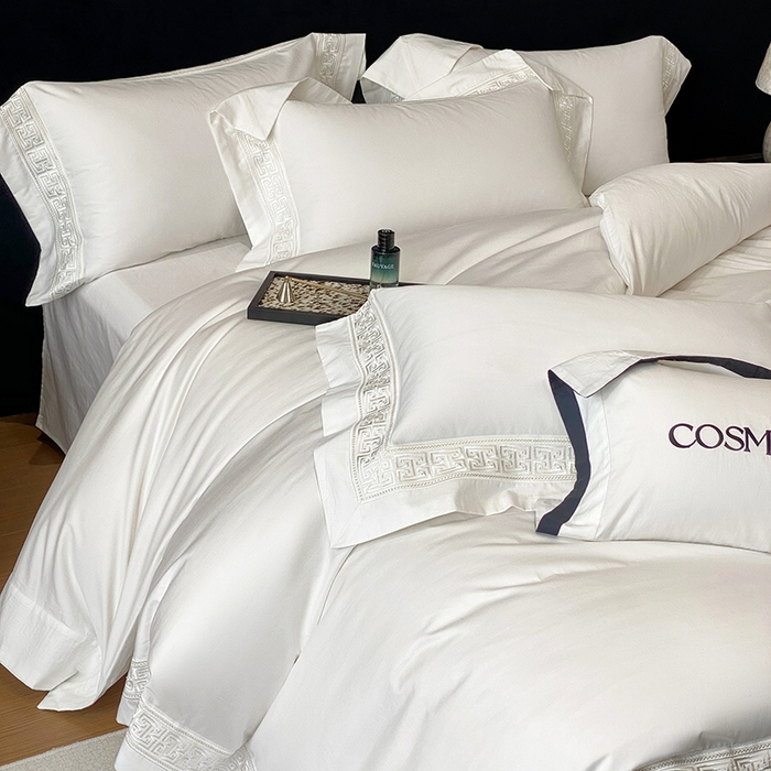 91家纺网 家纺一手货源 找家纺 星蕴家纺 2025新款双股长绒棉全棉纯棉刺绣四件套-柏林系列【最低控价券后288元！会员标准220，加大240，床笠+10元】 贵族白