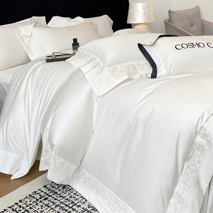 91家纺网 家纺一手货源 找家纺 星蕴家纺 2025新款双股长绒棉全棉纯棉刺绣四件套-柏林系列【最低控价券后288元！会员标准220，加大240，床笠+10元】 贵族白