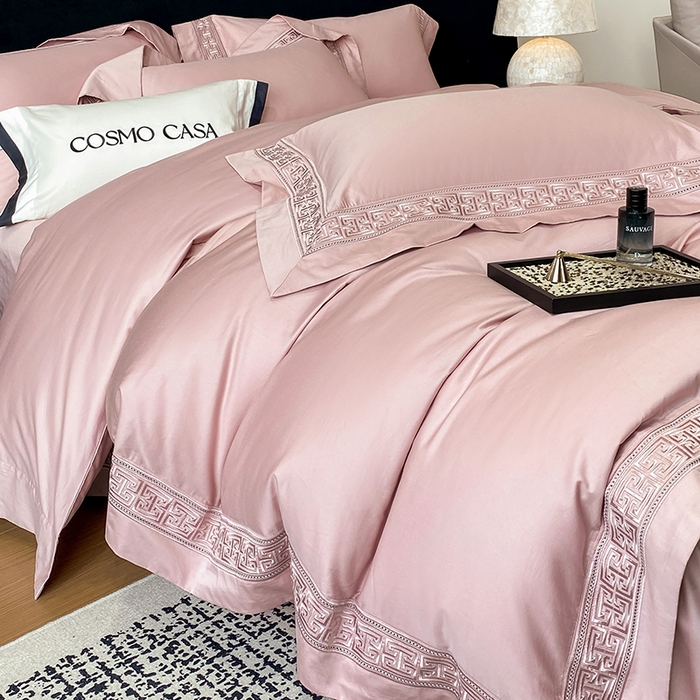 91家纺网 家纺一手货源 找家纺 星蕴家纺 2025新款双股长绒棉全棉纯棉刺绣四件套-柏林系列【最低控价券后288元！会员标准220，加大240，床笠+10元】 可可粉