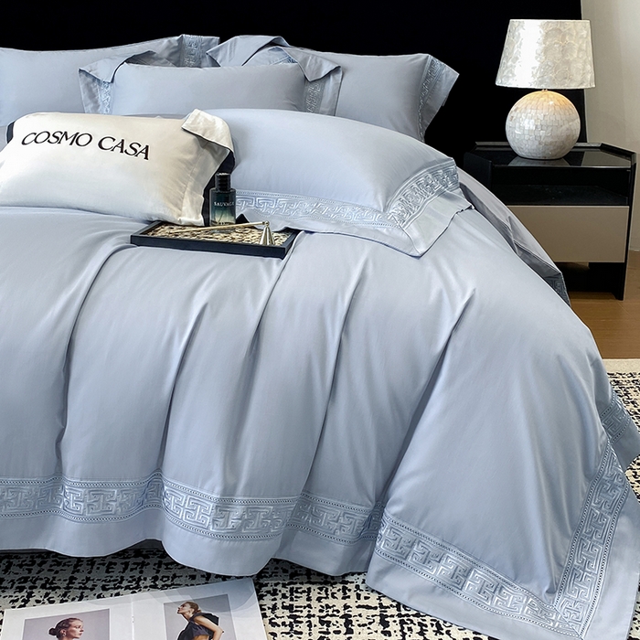 91家纺网 家纺一手货源 找家纺 星蕴家纺 2025新款100支双股长绒棉全棉纯棉刺绣四件套-柏林系列【最低控价券后288元！会员标准220，加大240，床笠+10元】 云山蓝