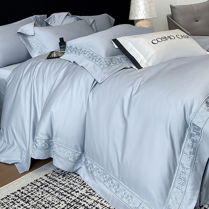 91家纺网 家纺一手货源 找家纺 星蕴家纺 2025新款100支双股长绒棉全棉纯棉刺绣四件套-柏林系列【最低控价券后288元！会员标准220，加大240，床笠+10元】 云山蓝