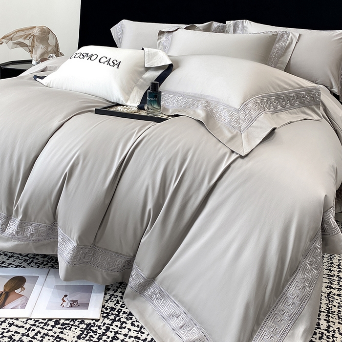 91家纺网 家纺一手货源 找家纺 星蕴家纺 2025新款双股长绒棉全棉纯棉刺绣四件套-柏林系列【最低控价券后288元！会员标准220，加大240，床笠+10元】 星空灰