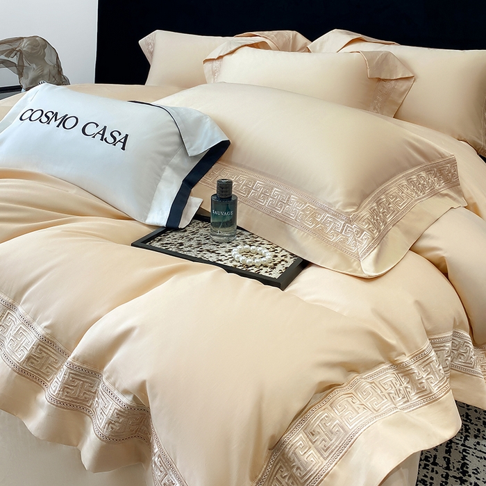 91家纺网 家纺一手货源 找家纺 星蕴家纺 2025新款双股长绒棉全棉纯棉刺绣四件套-柏林系列【最低控价券后288元！会员标准220，加大240，床笠+10元】 香槟金