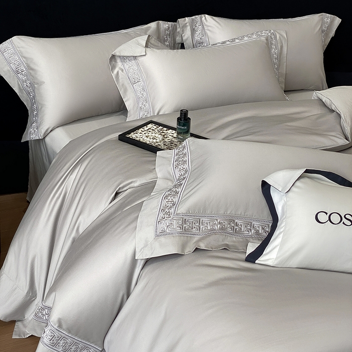 91家纺网 家纺一手货源 找家纺 星蕴家纺 2025新款双股长绒棉全棉纯棉刺绣四件套-柏林系列【最低控价券后288元！会员标准220，加大240，床笠+10元】 星空灰