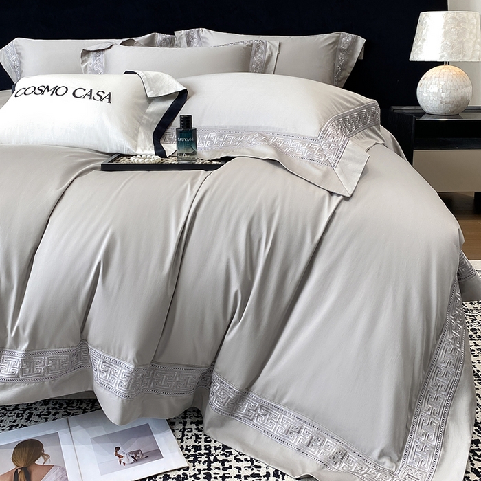 91家纺网 家纺一手货源 找家纺 星蕴家纺 2025新款双股长绒棉全棉纯棉刺绣四件套-柏林系列【最低控价券后288元！会员标准220，加大240，床笠+10元】 星空灰