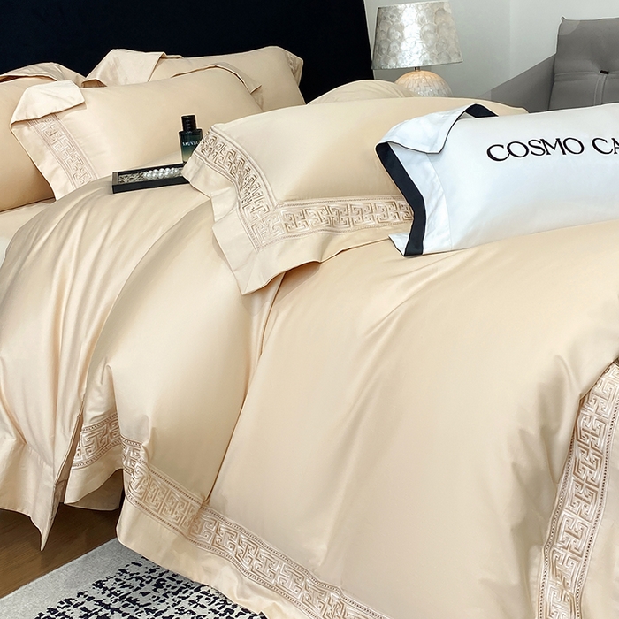 91家纺网 家纺一手货源 找家纺 星蕴家纺 2025新款双股长绒棉全棉纯棉刺绣四件套-柏林系列【最低控价券后288元！会员标准220，加大240，床笠+10元】 香槟金