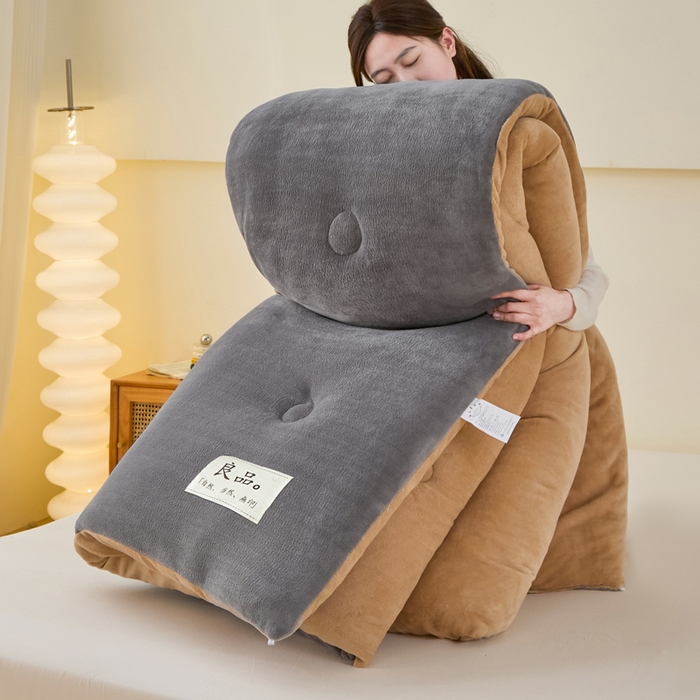 91家纺网 家纺一手货源 找家纺 牛魔王家居 2024新款双面牛奶绒加厚冬被被子被芯填充(白丝棉） 灰+卡色