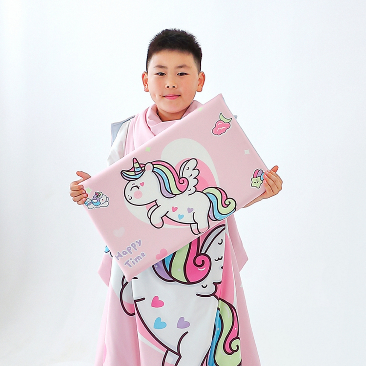 91家纺网 家纺一手货源 找家纺 八零年代 2025新款A类小凉皮儿童护颈枕慢回弹记忆枕学生午睡枕枕头枕芯 粉红马 30*50*5cm适合3-15岁