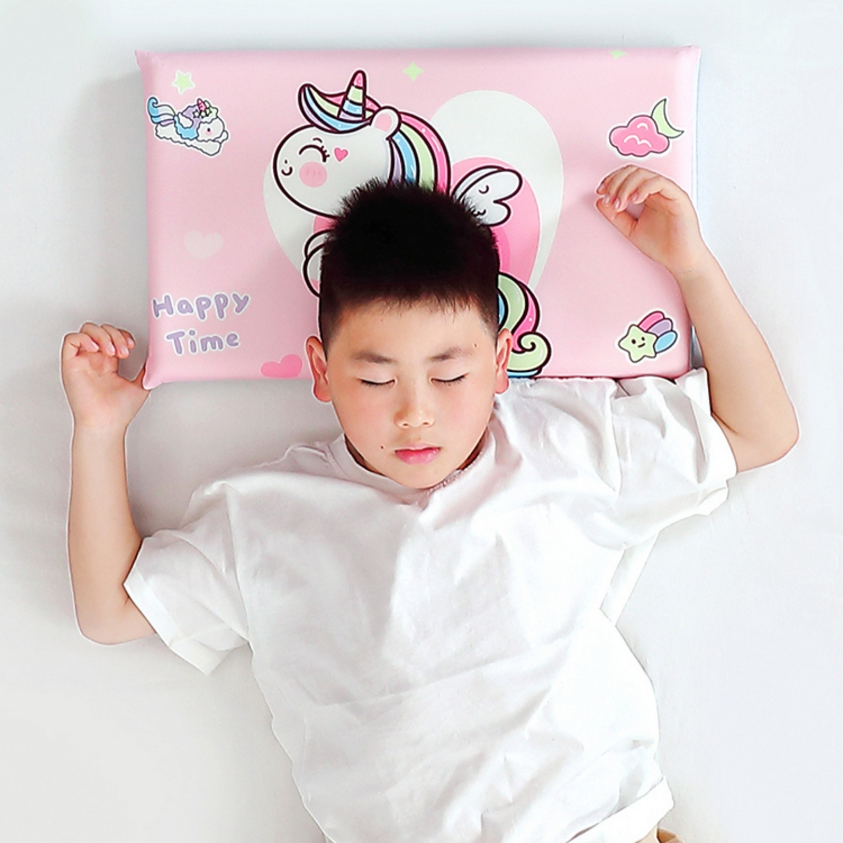 91家纺网 家纺一手货源 找家纺 八零年代 2025新款A类小凉皮儿童护颈枕慢回弹记忆枕学生午睡枕枕头枕芯 粉红马 30*50*5cm适合3-15岁