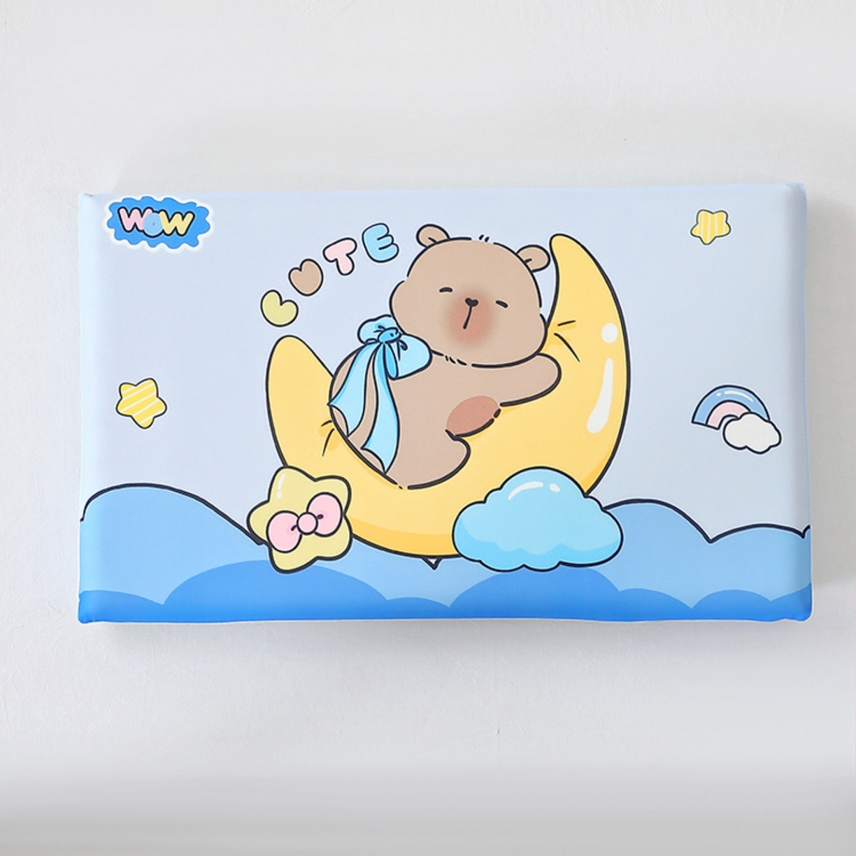 八零年代 2025新款A类小凉皮儿童护颈枕慢回弹记忆枕学生午睡枕枕头枕芯 卡皮巴拉 30*50*5cm适合3-15岁