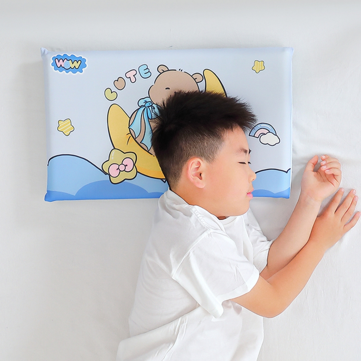 91家纺网 家纺一手货源 找家纺 八零年代 2025新款A类小凉皮儿童护颈枕慢回弹记忆枕学生午睡枕枕头枕芯 卡皮巴拉 30*50*5cm适合3-15岁