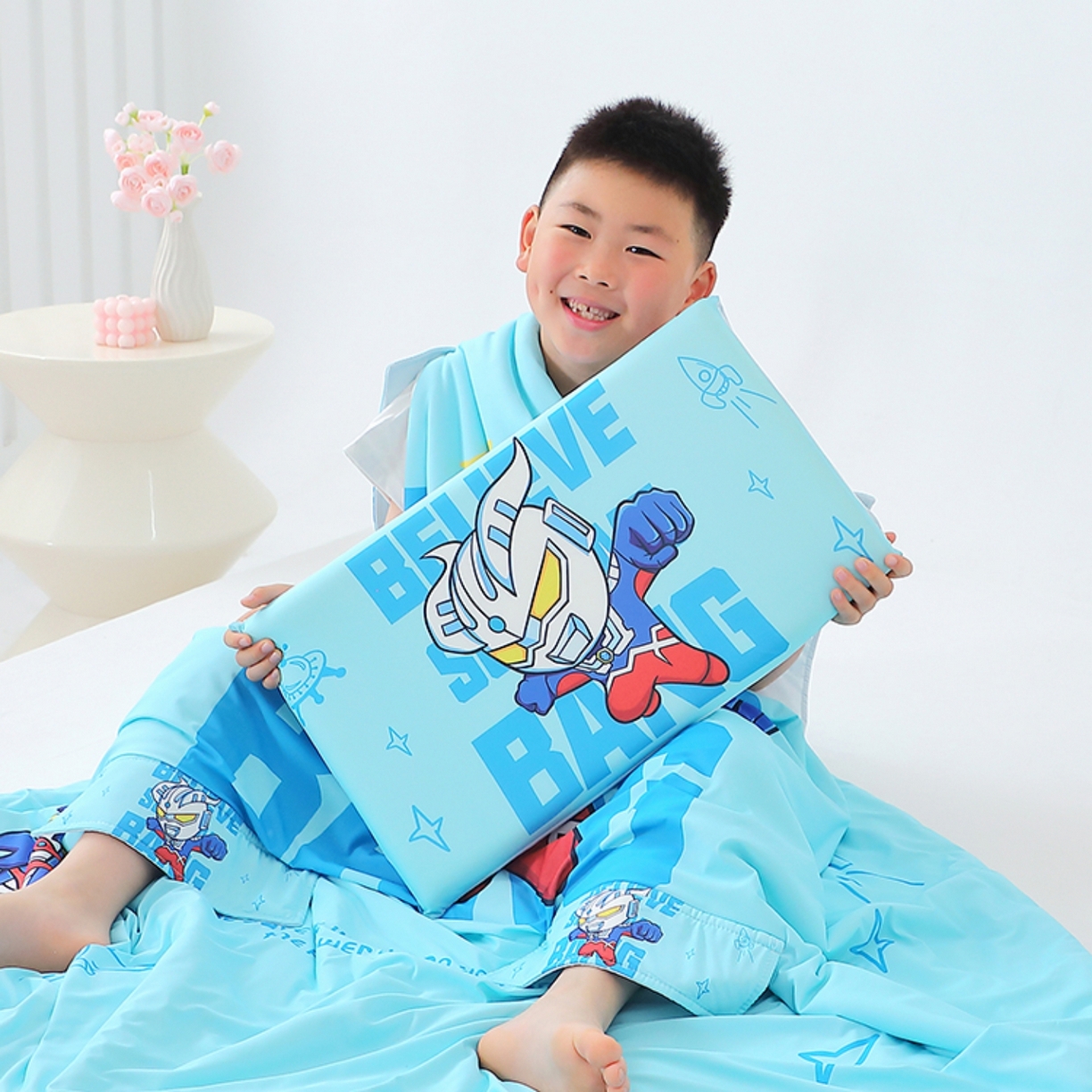 91家纺网 家纺一手货源 找家纺 八零年代 2025新款A类小凉皮儿童护颈枕慢回弹记忆枕学生午睡枕枕头枕芯 赛罗 30*50*5cm适合3-15岁