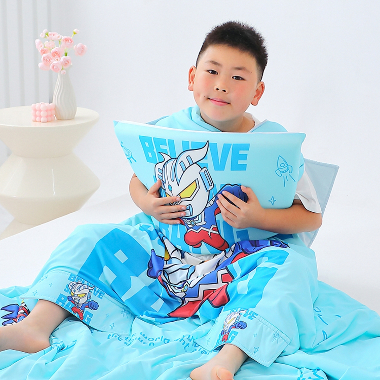 91家纺网 家纺一手货源 找家纺 八零年代 2025新款A类小凉皮儿童护颈枕慢回弹记忆枕学生午睡枕枕头枕芯 赛罗 30*50*5cm适合3-15岁