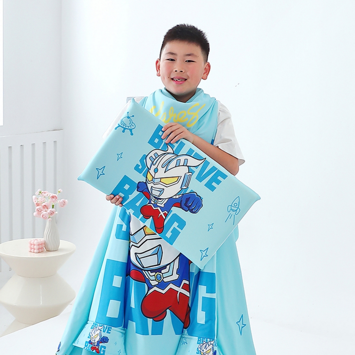 91家纺网 家纺一手货源 找家纺 八零年代 2025新款A类小凉皮儿童护颈枕慢回弹记忆枕学生午睡枕枕头枕芯 赛罗 30*50*5cm适合3-15岁