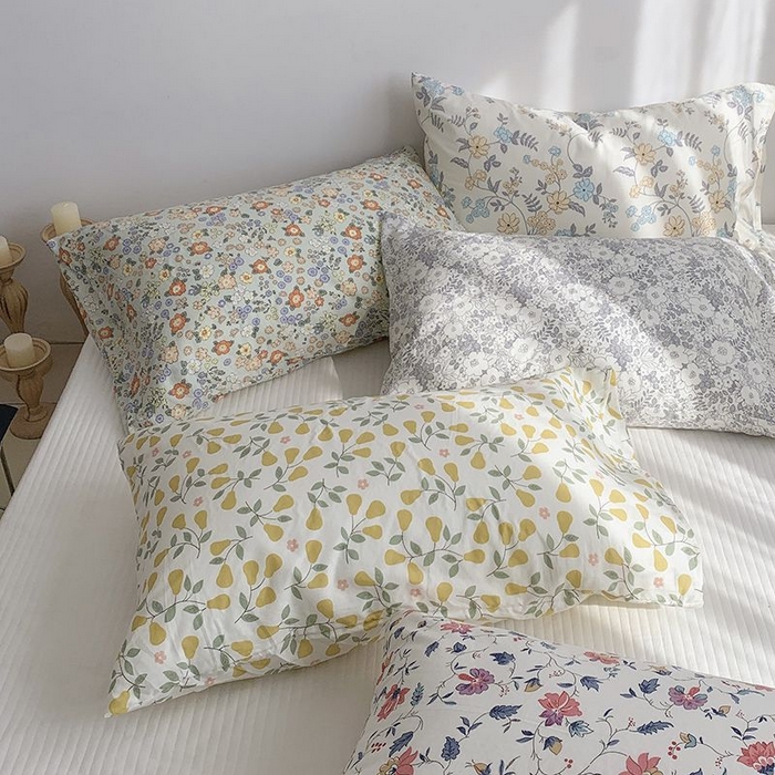 91家纺网 家纺一手货源 找家纺 柚可家居 2024新款全棉双层纱枕套-碎花系列 彩静紫