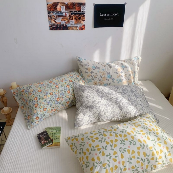 91家纺网 家纺一手货源 找家纺 柚可家居 2024新款全棉双层纱枕套-碎花系列 彩静紫