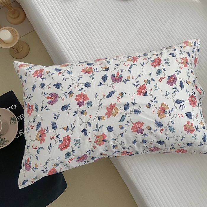 柚可家居 2024新款全棉双层纱枕套-碎花系列 花田锦簇