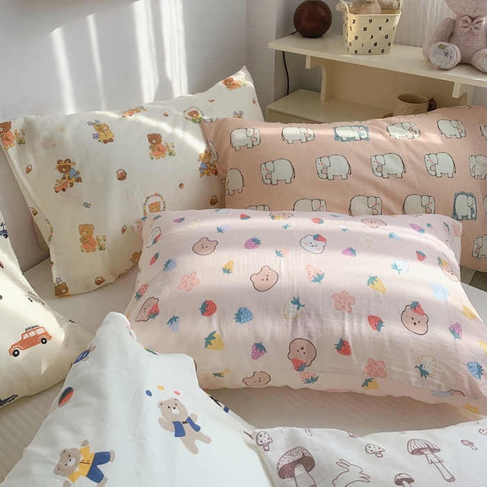 91家纺网 家纺一手货源 找家纺 （总）柚可家居 2024新款全棉双层纱枕套-卡通系列