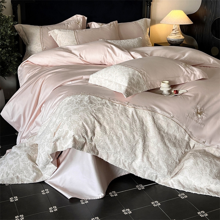 91家纺网 家纺一手货源 找家纺 （总）鼎飞家纺 2025新款长绒棉纯棉刺绣雕花四件套-蝶舞花语