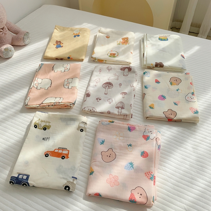 91家纺网 家纺一手货源 找家纺 柚可家居 2024新款全棉双层纱枕套-卡通系列 草莓波波粉