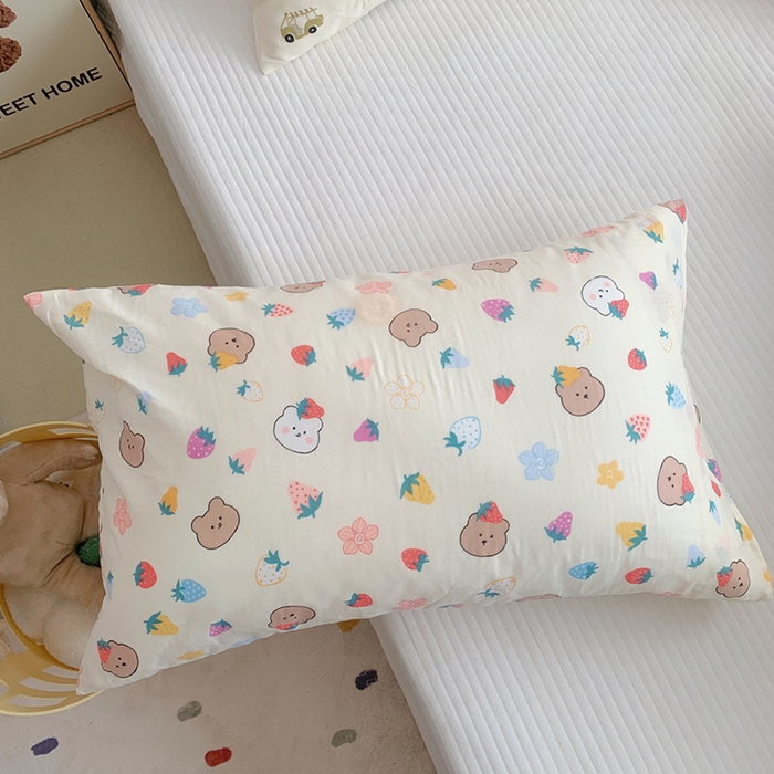 柚可家居 2024新款全棉双层纱枕套-卡通系列 草莓波波米