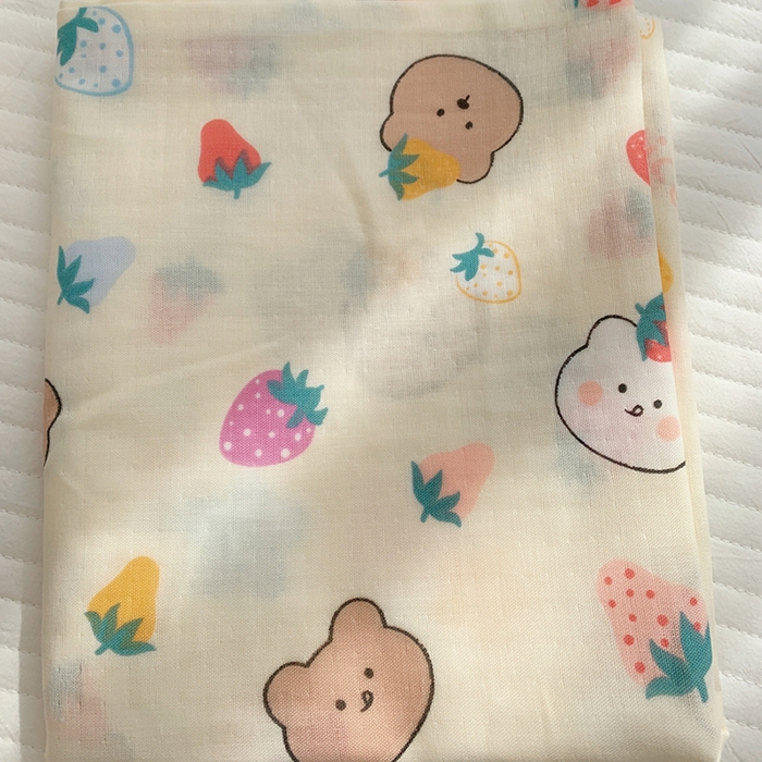 91家纺网 家纺一手货源 找家纺 柚可家居 2024新款全棉双层纱枕套-卡通系列 草莓波波米