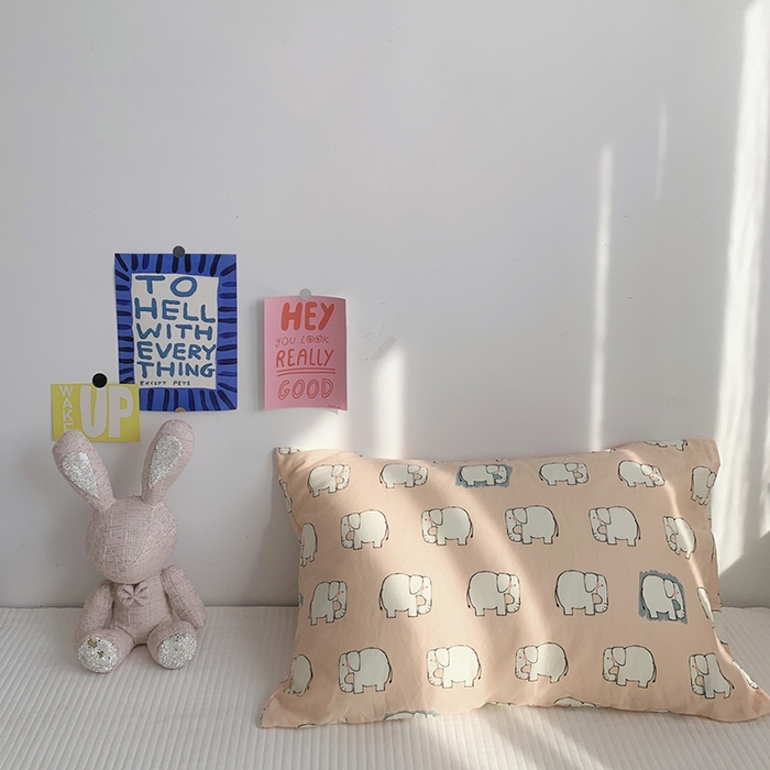 91家纺网 家纺一手货源 找家纺 柚可家居 2024新款全棉双层纱枕套-卡通系列 小象之家