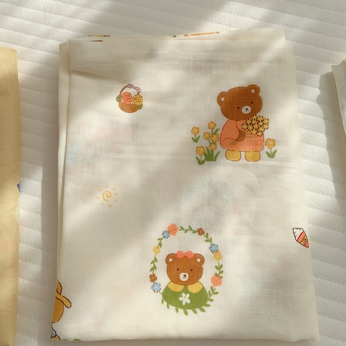 91家纺网 家纺一手货源 找家纺 柚可家居 2024新款全棉双层纱枕套-卡通系列 小熊花花米