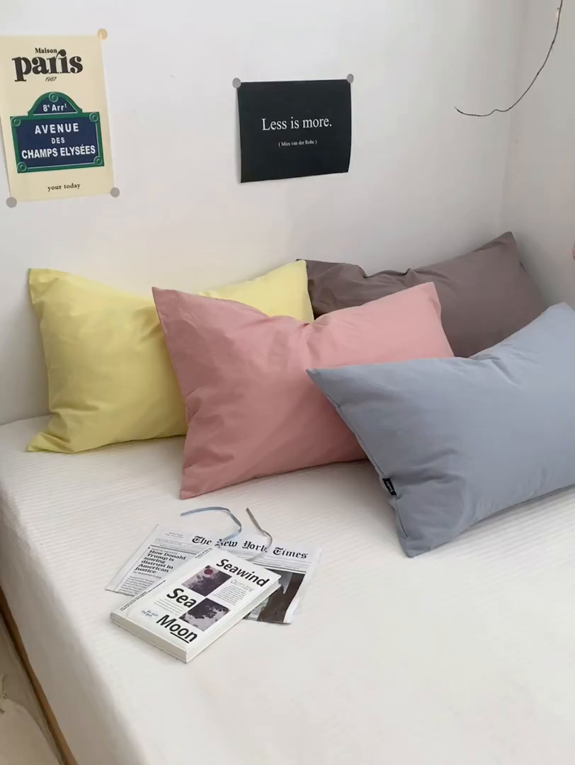 91家纺网 家纺一手货源 找家纺 （总）柚可家居 2024新款水洗棉40支全棉色织单枕套纯色系列五