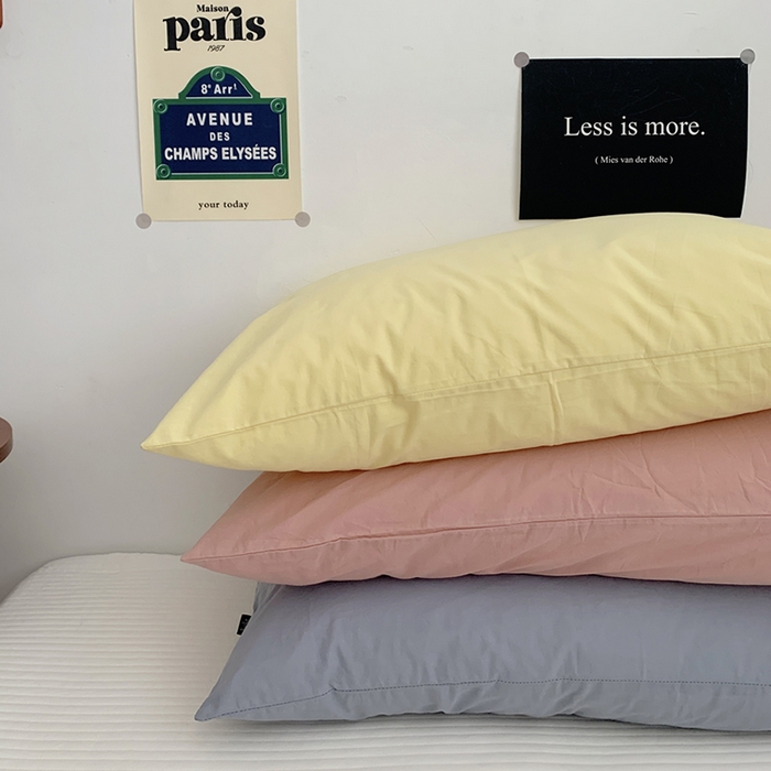 91家纺网 家纺一手货源 找家纺 （总）柚可家居 2024新款水洗棉40支全棉色织单枕套纯色系列五