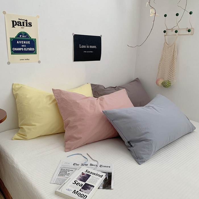 91家纺网 家纺一手货源 找家纺 （总）柚可家居 2024新款水洗棉40支全棉色织单枕套纯色系列五