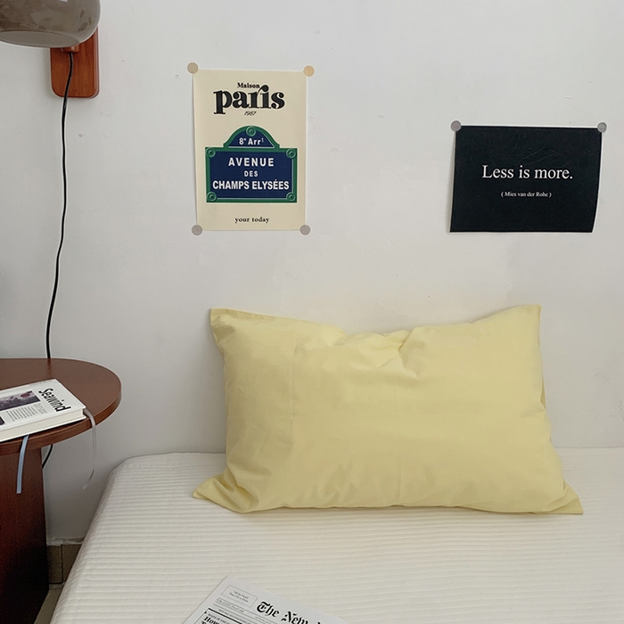 91家纺网 家纺一手货源 找家纺 柚可家居 2024新款水洗棉40支全棉色织单枕套纯色系列五 淡黄色