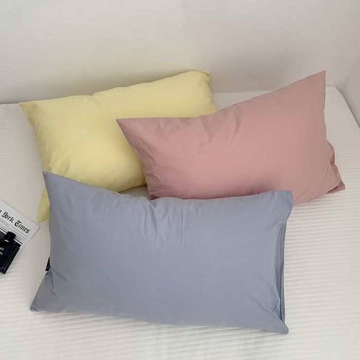 91家纺网 家纺一手货源 找家纺 柚可家居 2024新款水洗棉40支全棉色织单枕套纯色系列五 淡黄色