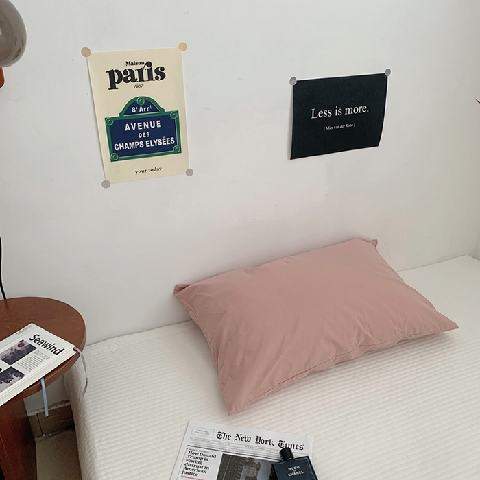 91家纺网 家纺一手货源 找家纺 柚可家居 2024新款水洗棉40支全棉色织单枕套纯色系列五 淡黄色