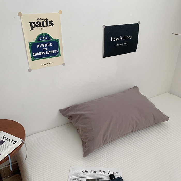 91家纺网 家纺一手货源 找家纺 柚可家居 2024新款水洗棉40支全棉色织单枕套纯色系列五 浅灰