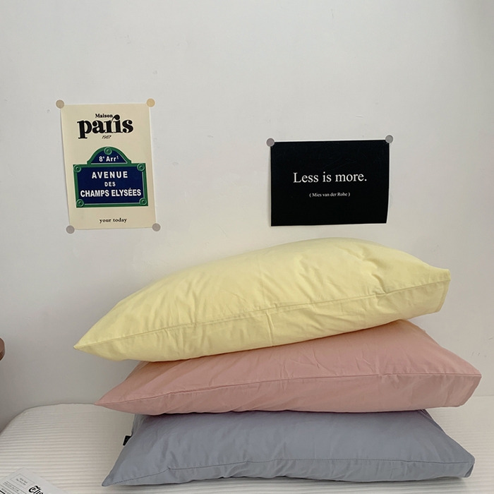 91家纺网 家纺一手货源 找家纺 柚可家居 2024新款水洗棉40支全棉色织单枕套纯色系列五 浅灰