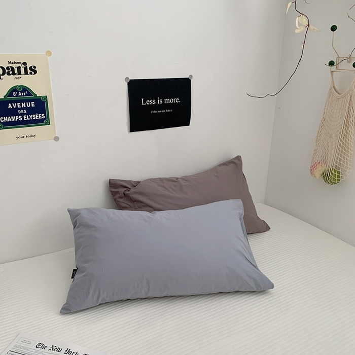 91家纺网 家纺一手货源 找家纺 柚可家居 2024新款水洗棉40支全棉色织单枕套纯色系列五 浅灰