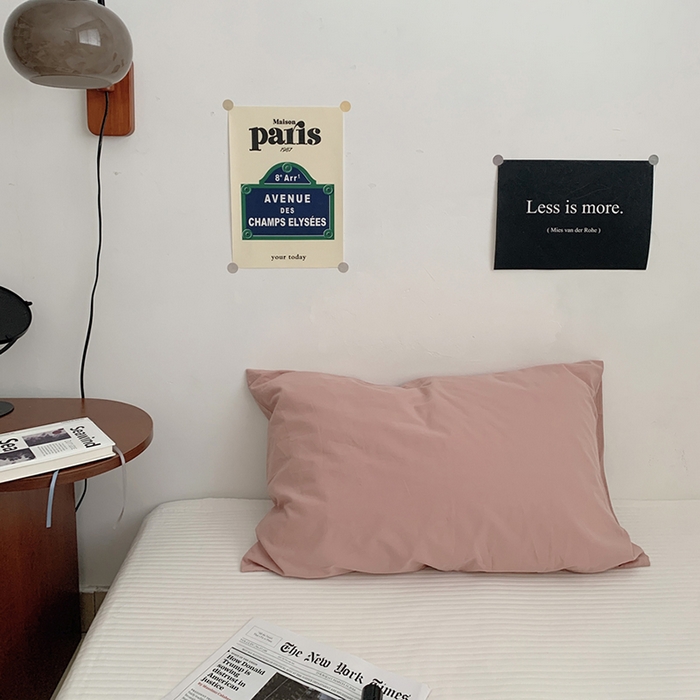 柚可家居 2024新款水洗棉40支全棉色织单枕套纯色系列五 橡皮粉