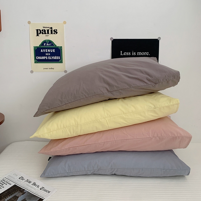 91家纺网 家纺一手货源 找家纺 柚可家居 2024新款水洗棉40支全棉色织单枕套纯色系列五 橡皮粉