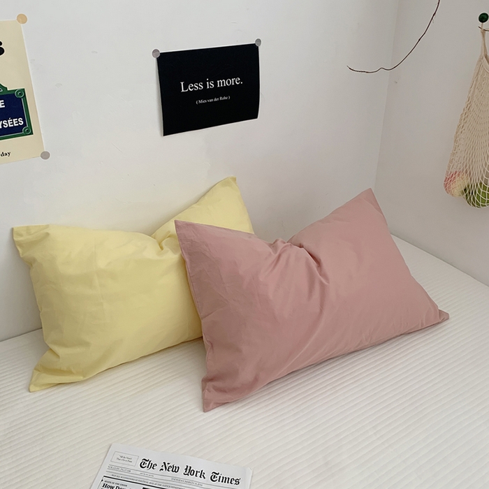 91家纺网 家纺一手货源 找家纺 柚可家居 2024新款水洗棉40支全棉色织单枕套纯色系列五 橡皮粉