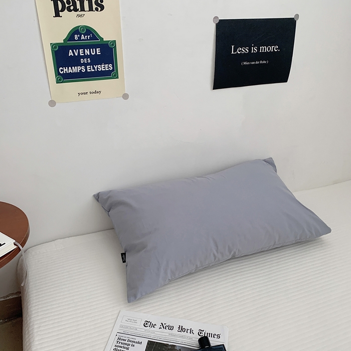 91家纺网 家纺一手货源 找家纺 柚可家居 2024新款水洗棉40支全棉色织单枕套纯色系列五 烟灰蓝