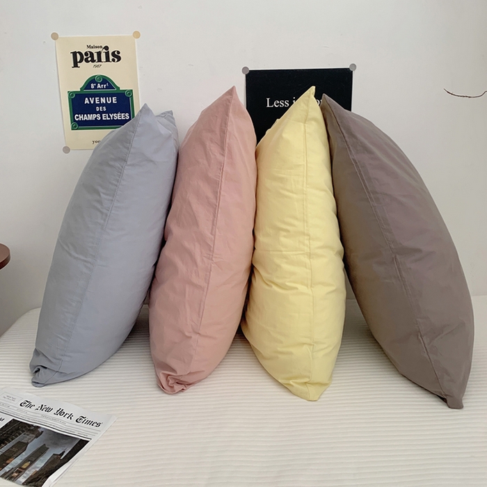 91家纺网 家纺一手货源 找家纺 柚可家居 2024新款水洗棉40支全棉色织单枕套纯色系列五 烟灰蓝