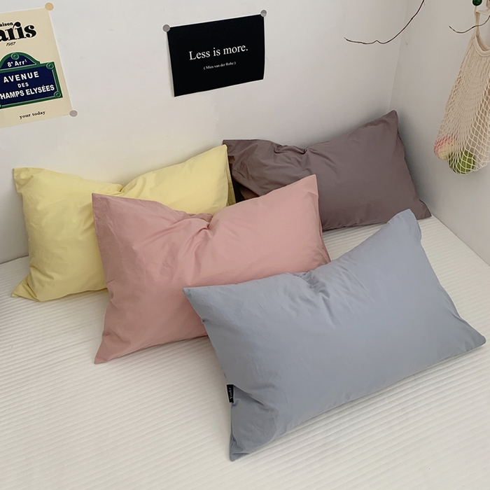 91家纺网 家纺一手货源 找家纺 柚可家居 2024新款水洗棉40支全棉色织单枕套纯色系列五 烟灰蓝