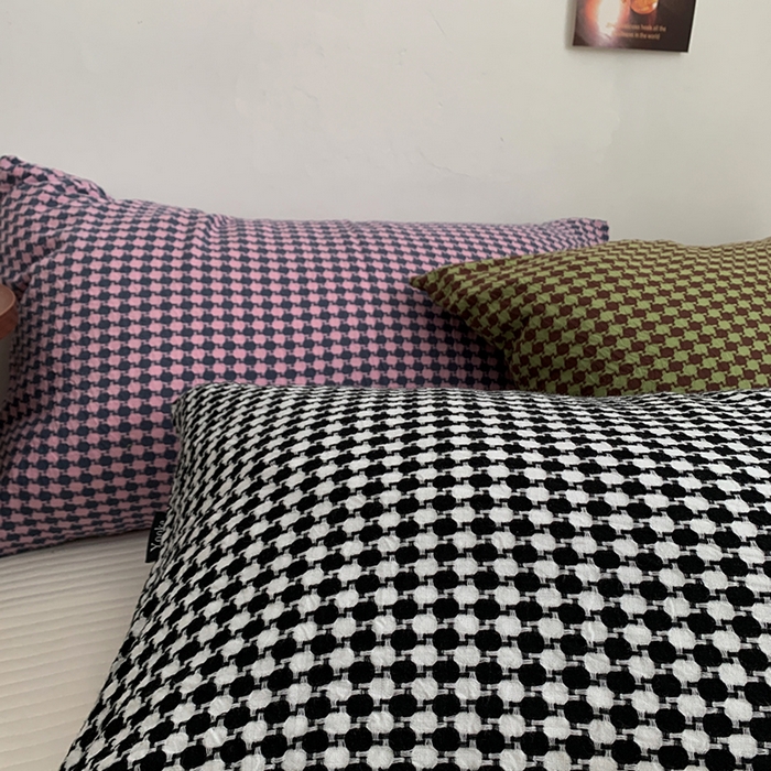 91家纺网 家纺一手货源 找家纺 柚可家居 2024新款21支提花加厚提花单枕套 白黑